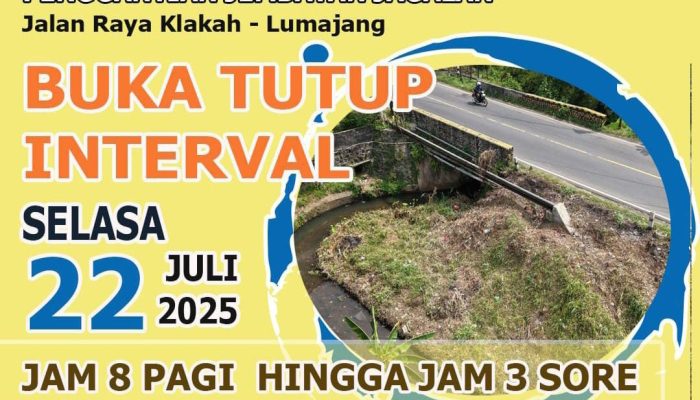 Pembangunan Jembatan Jagalan Klakah, Satlantas Polres Lumajang Terapkan Buka Tutup Arus Lalu Lintas