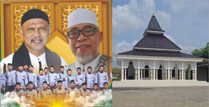 KOLASE FOTO: Masjid baru Al-Mujahidin di Desa Gadu Barat, KH. Malik Sanusi dan KH. Musyfiq Madim