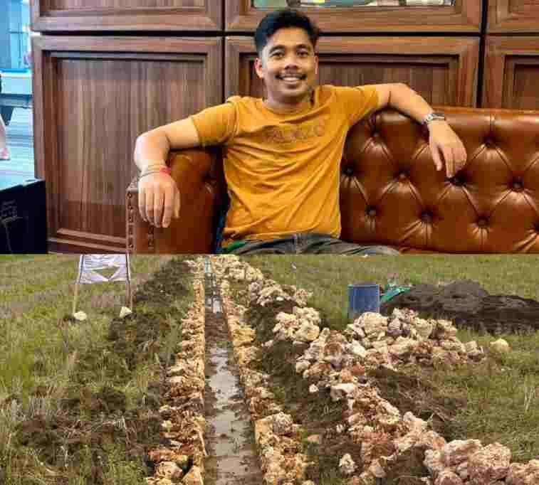 KOLASE FOTO: Dayat Mahjong, anggota Yayasan Lembaga Bantuan Hukum (YLBH) Madura dan lokasi lahan tanah milik SP yang diduga diserobot