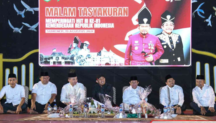 FOTO: Bupati Sumenep, Achmad Fauzi Wongsojudo, saat hadir diacara syukuran HUT ke-81 RI bersama di Lapangan Kesenian Sumenep